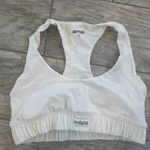 BO&Tee White Sports Bra Cotton Lounge Athletic Sz Small
